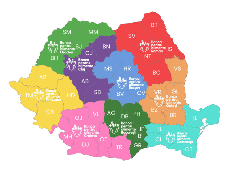 Harta Băncilor pentru Alimente din România